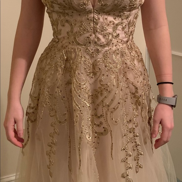Champagne and gold prom gown - Picture 9 of 11